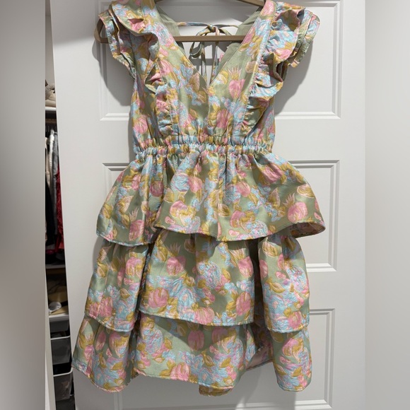 Buddy Love Dresses & Skirts - Buddy Love Tiered Ruffle Floral Dress in Sage, Pink, Blue
